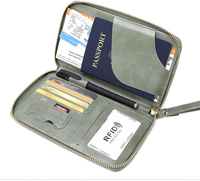 Passport Holder for Travel Women and Men RFID Blocking Passport Holder with Zipper Multi-functional Passport Wallet Passport Case Passport cover Travel Essentials