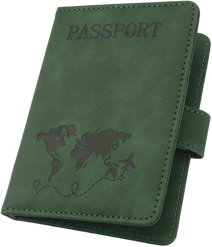ILIYAH-Passport Cover-Passport Holder Travel Wallet-RFID Blocking Passport Case Travel Accessories Card Holder Wallet Unisex Travel Gifts (Green MG)