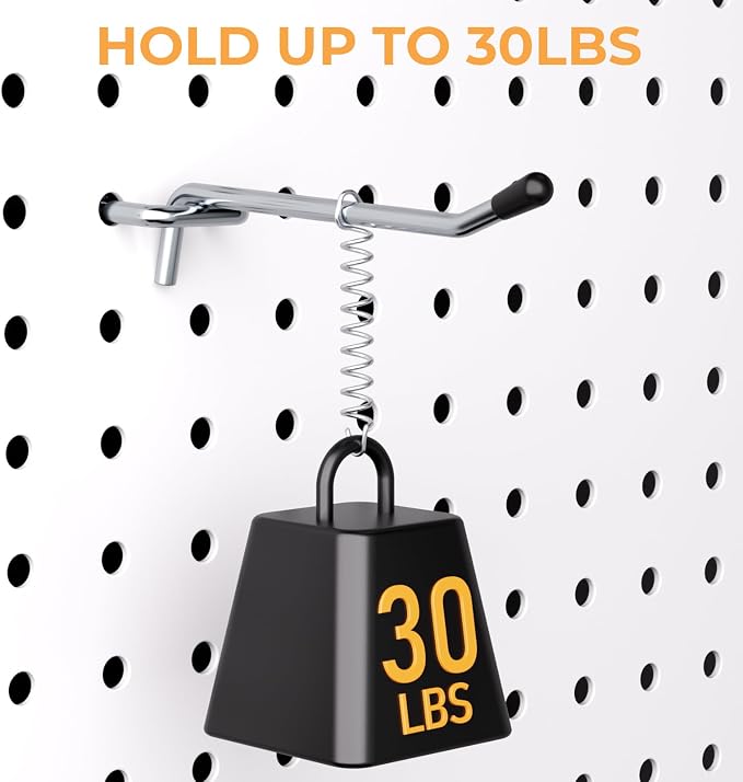 INCLY 50 Pack 4 Inch Pegboard Hooks with Rubber Tipped, 1/4" Heavy Duty | Peg Board Hooks Accessories,Peg Board Tool Hangers Fit 1/4" Pegboard, For Hanging Tools Garage, Craft Room, Kitchen, Store