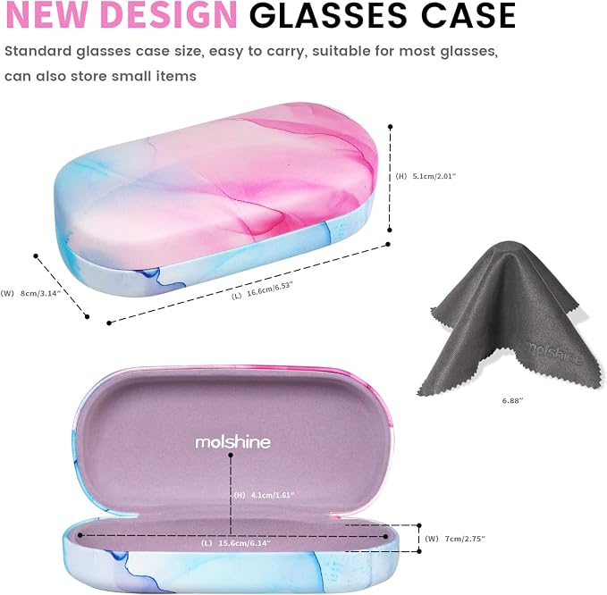 molshine Hard Shell Sunglasses Case,Classic Large Glasses Case for Women Men,Sunglass Eyeglasses