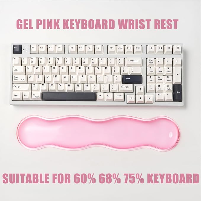 Ergonomic Gel Keyboard and Mouse Wrist Rest Set – 60%/68%/75% Keyboard Wrist Pad, Comfort & Support for Typing and Gaming (Light Pink)