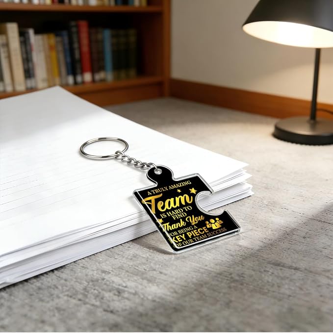 Team Appreciation Gifts Bulk Thank You Keychains for Coworkers | Gift Set for Employee, Staff, Teachers, Teamwork Puzzle Piece Keyring, Acrylic