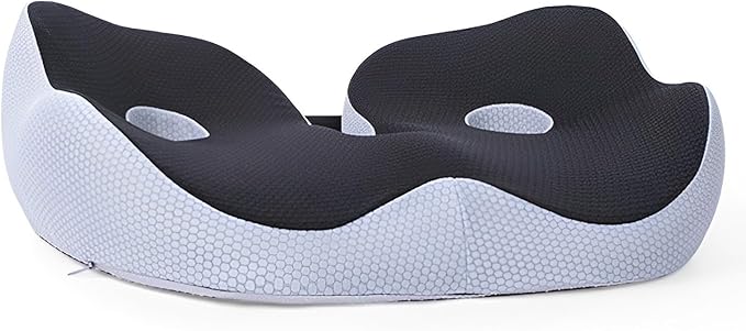 Seat Cushion, Seat Cushion for Sit Bone and Back Pain Relief, Butt, Tailbone, Hip, Hamstring, Posture Support - Memory Foam Comfort Ischial Tuberosity Pillow (Black)