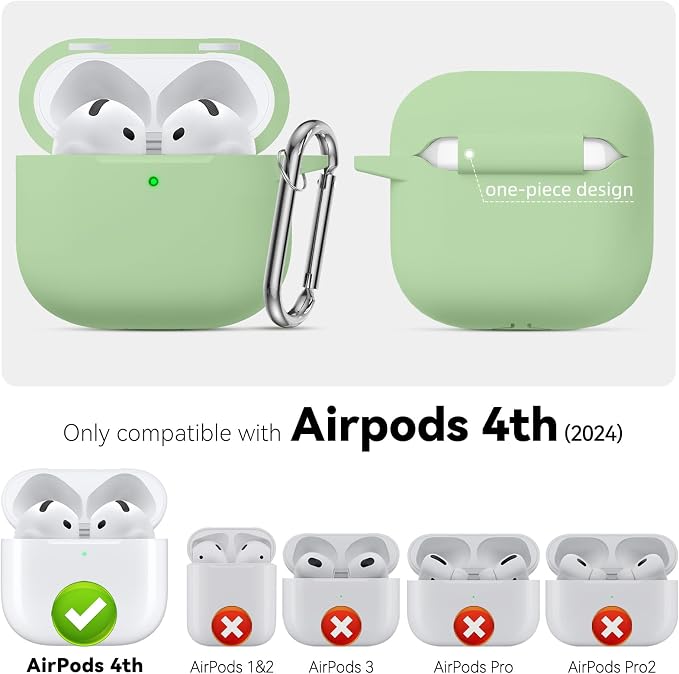 for AirPods 4 Case 2024 with Cleaner Kit & Keychain-Magnetic Teal | Silicone Protective Cover for Apple AirPods 4th Generation Case,for Women Men,One-Piece Design,Shockproof,Dust Proof,Magnetic
