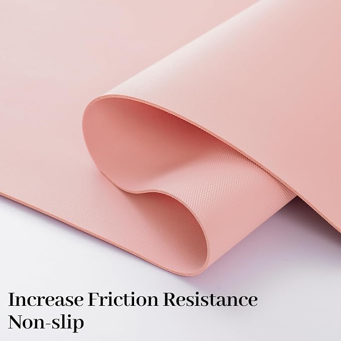 Leather Desk Pad Mat, Pink Desk Mat, 23.6" x 13.7" | Non-slip and Waterproof Computer Mat, Desk Protector for Office/Home, Desk Accessories for Women