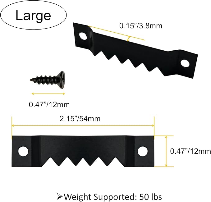 30 Pack Large Heavy and 30 Pack Small Sawtooth Picture Hangers Steel Picture Hangers with Screws Picture Hang Solutions, for Hanging Clock Paintings Artwork Picture Frame Hook Photos (Black)