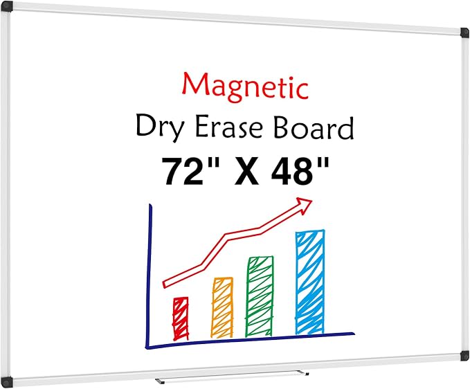 XBoard Magnetic Dry Erase Board 72 x 48 Inches Wall-Mounted, 6'x4' Whiteboard with Marker Tray, Aluminum Frame White Board for School Office and Home