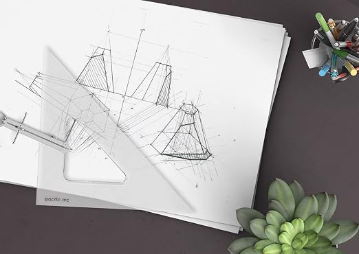 Pacific Arc's Scholastic Triangle - 10 inch - Clear - 45/90 Angle - Plain Edge - Polystyrene - Technical Drawing Tools, Drafting, Architect and Engineering.