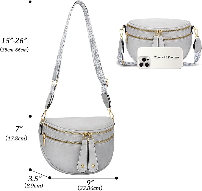 KKXIU Crossbody Bags for Women Vegan Leather Travel Bum Bag | Trendy Fanny Waist Pack | Shoulder Purse with Adjustable Strap