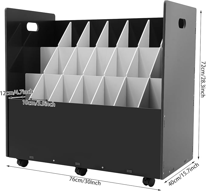 Blue Print Storage Organizer with Wheels, 21 Slots Roll Files Cart, Black | Mobile Blueprint Storage Rack Cart, Construction Plan Holder, Map Poster Storage Cabinet for Office Home School
