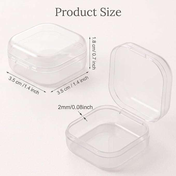 Jetec 6 Pieces Mini Plastic Clear Beads Storage Containers Box for Collecting Small Items, Beads, Jewelry, Business Cards, Game Pieces, Crafts (1.4 x 1.4 x 0.7 Inch)
