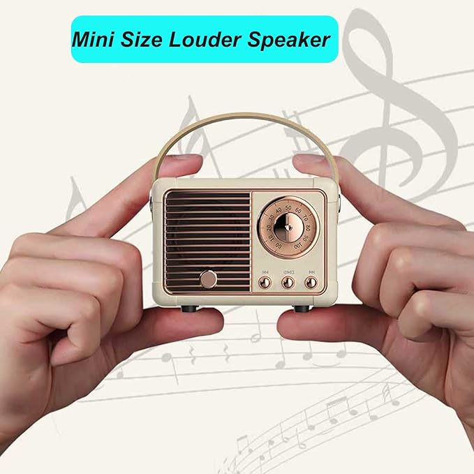 Dosmix Retro Bluetooth Speaker, Vintage Decor, Portable Wireless Bluetooth Speaker, Cute Old Fashion Style for Kitchen Desk Bedroom Office Outdoor Accessories for iPhone Android (Yellow)
