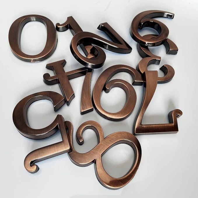 Mailbox Numbers, Self Adhesive Door Address Number Stickers for Aprtment Office Home Room or Outside Business Decoration Project (Copper, 2.75" - Set of 20)