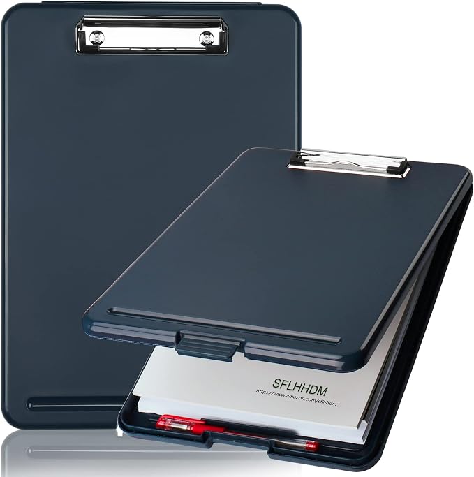 Clipboard with Storage,Storage Clipboard with Clip,Clipboards Foldable for Nurse,for 8.5x11 Paper Clip Boards,A4 Clipboards Case with Smooth Writing for Office Supplies Clip Board Case-Gray Blue
