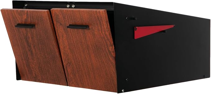 Ilyapa Black Double Mailbox, Post Mount Mailboxes for Outside- Two Sided Mail Box for 2 Houses with Standard Single Mounting, Door Numbering Kit, Outdoor All Weather with Magnetic Doors