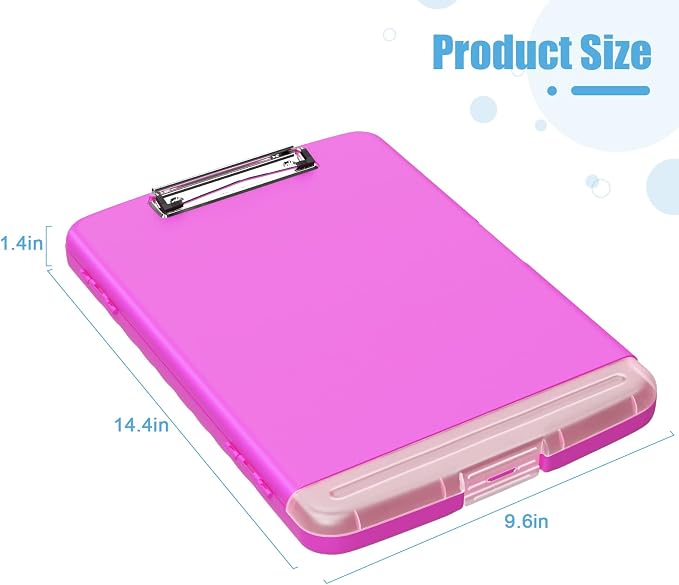 Hongri Clipboard with Storage with Pencil Case, 8.5 x 11 Storage Clip Board | High Capacity Organization Box for A4 Letter Legal Paper, Heavy Duty Folio & Side-Opening for Nurses, Teachers, Light Red