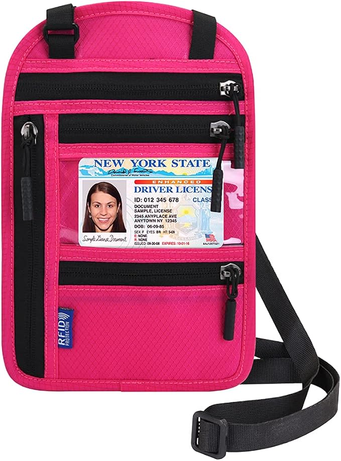 Neck Wallet Lightweight RFID Blocking Waterproof Travel Pouch Passport Wallets for Women Men