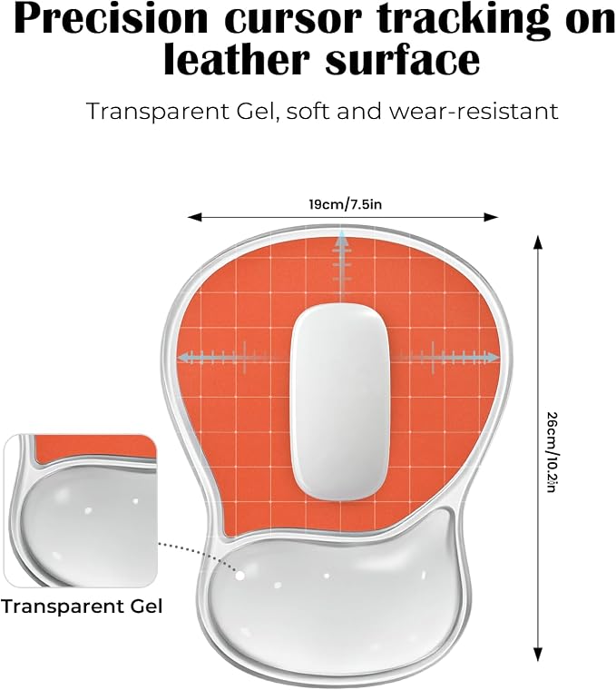 EooCoo Ergonomic Washable Mouse Pad with Gel Wrist Rest Support | Middle Concave Design for Natural Wrist Alignment, Non-Slip Base Mousepad, Carpal Tunnel Relief, Office Desk Accessories
