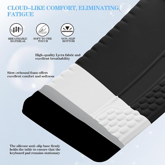 Ergonomic Keyboard Stand with Wrist Rest, Computer Wrist Support Pad | Comfy Tilted Keyboard Riser Holder Wrist Pad for Pain Relief, Soft Memory Foam Desk Cushion for Office Home