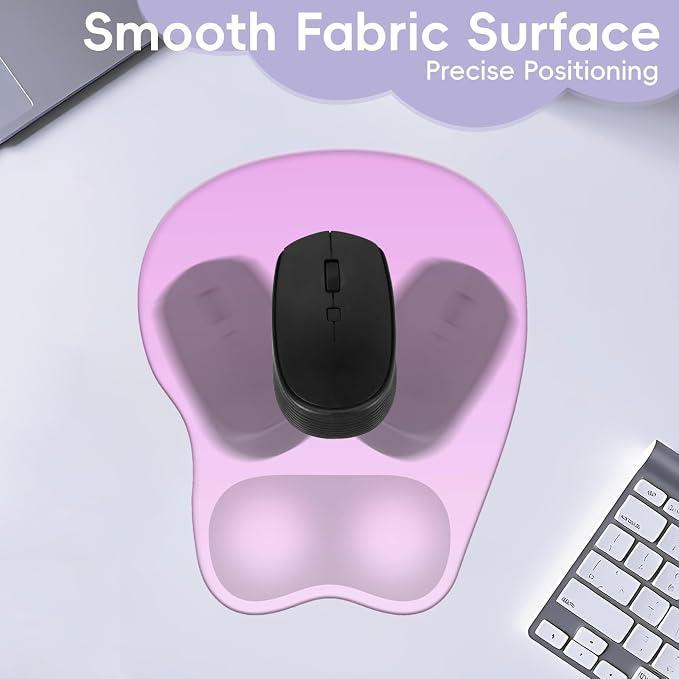 Mouse Pad with Wrist Rest Ergonomic Mouse Pad with Comfortable M-Shape Pain Relief Wrist Support Non-Slip PU Base Mousepad for Laptop, Office & Home (Plum)