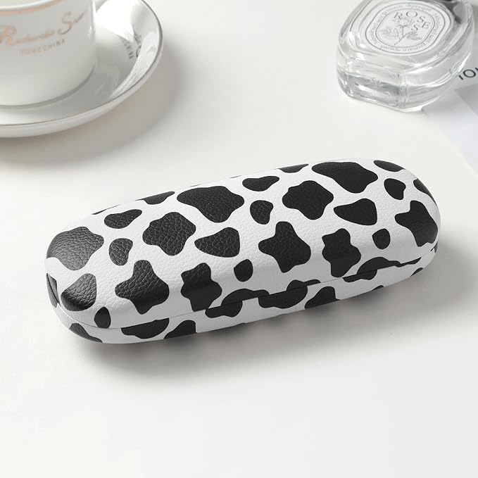 Glasses Case Hard Shell, Leather Protective Case for Sunglasses with Cleaning Cloth, Cute Eyeglass Cases for Women