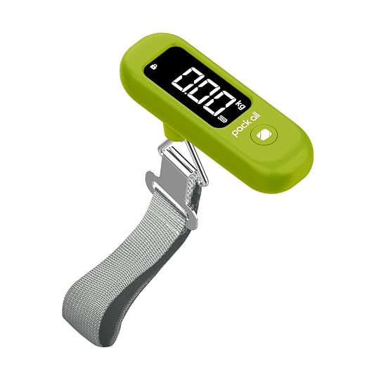 pack all Digital Luggage Scale for Travel, 110Lbs Capacity, 0.1Lb Precision | Handheld, Backlit LCD Display, Lb/Kg/Oz Conversion, Tare Function, Battery Included, Apple Green