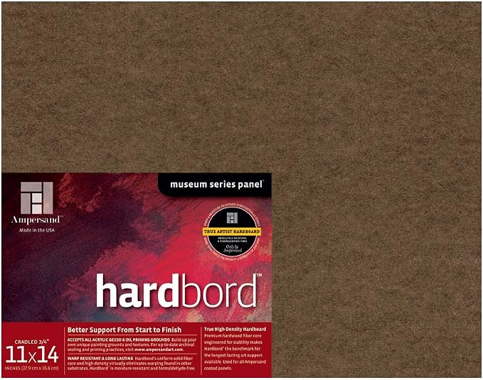 Ampersand Museum Series Hardbord for Painting and Mounting, 3/4 Inch Depth Cradle, 11X14 Inch (AMHBC11)
