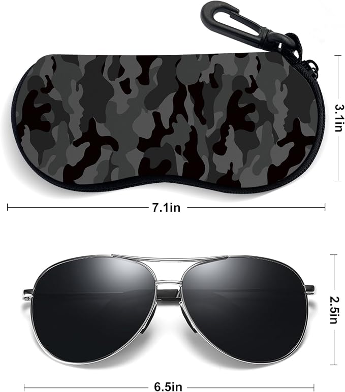 Sunglasses Soft Case, Ultra Light Portable Neoprene Zipper Glasses Case for Men Women