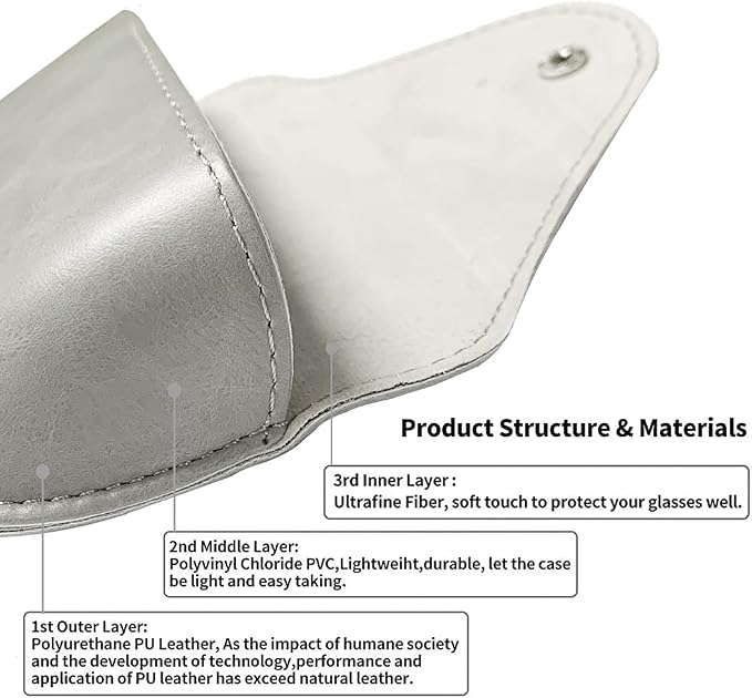 LogHog Portable Leather Glasses Case,Flexible Sunglasses Pouch Slim Case for Women Men Horizontal Eyeglass Case