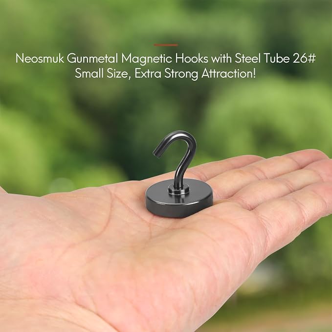 Neosmuk Magnetic Hooks, Heavy Duty 85lb+ Strong Magnet Hook for Cruise Cabins, Cruise Essentials 2026 for Hanging, Metal Wall Refrigerator Hangers (Gunmetal, 10 Pack)