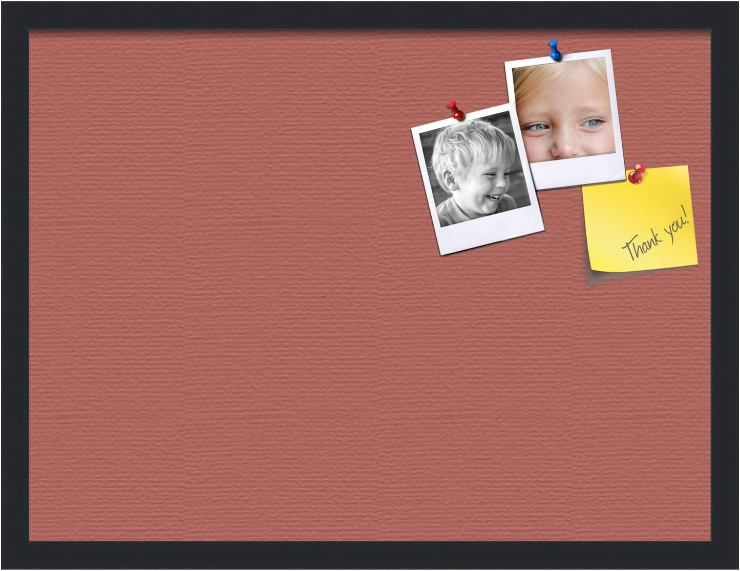 PinPix 24x18 Inch Cork Bulletin Board. This Decorative Framed Pin Board Comes with Crimson Pastel Design and a Satin Black Frame. Ideal for Home Office Decor or Message Board (PinPix-1807)