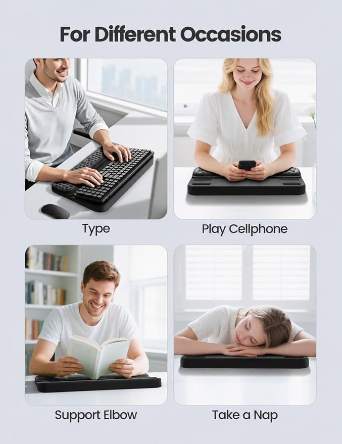 Vaydeer Wrist Rest with Keyboard Stand, Computer Wrist Support Pad, Ergonomic Keyboard Riser Holder Lift Tray with Wrist Pad, Soft Memory Foam Desk Cushion, Palm Hand Typing for Office Home Gift-Black