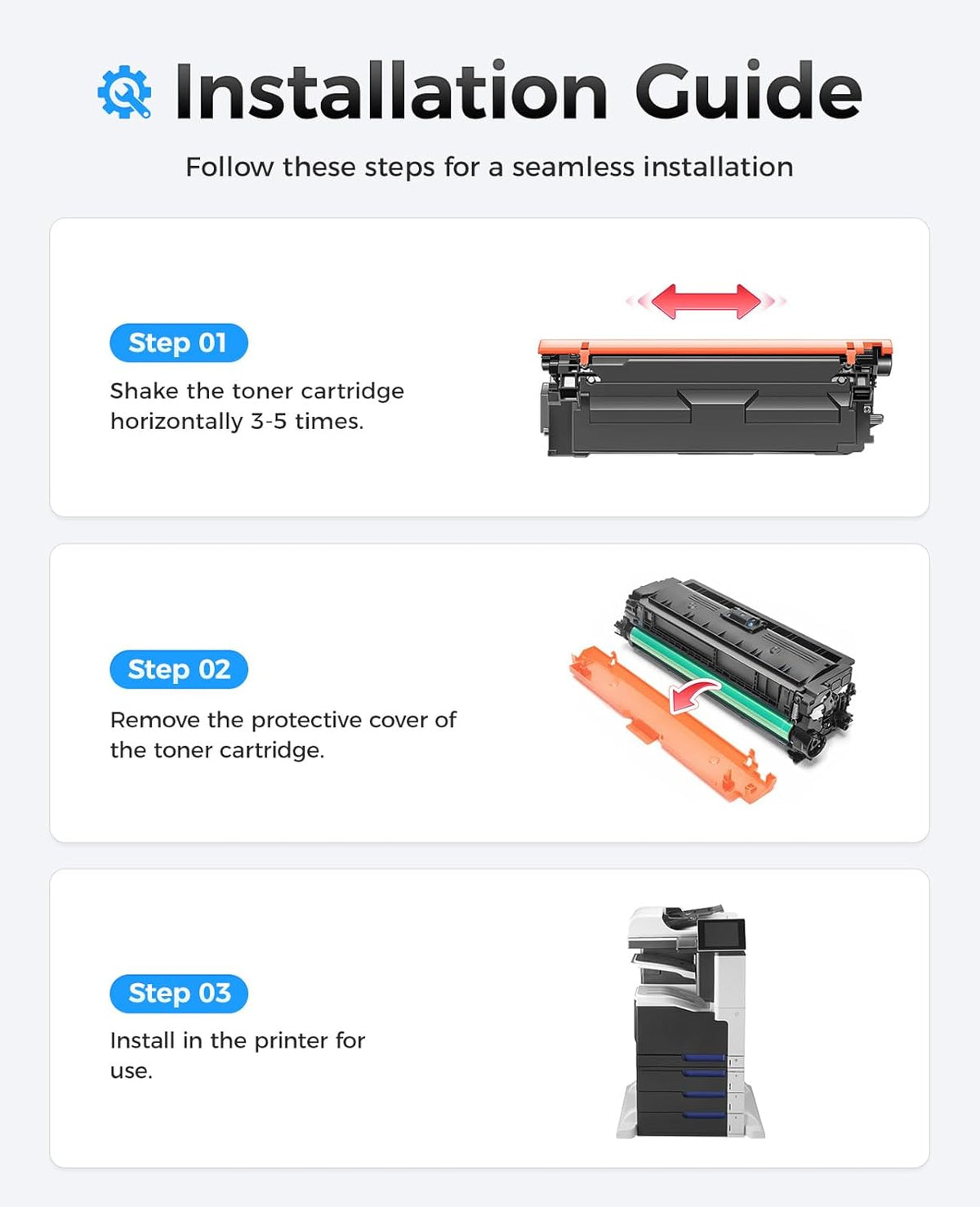 651A Toner Cartridge Set 4-Pack with Chip Replacement for HP 651A CE340A CE341A CE342A CE343A Compatible with HP Laserjet Enterprise 700 Color MFP M775dn M775f M775z M775zm M775z+ M775fm Printer Ink