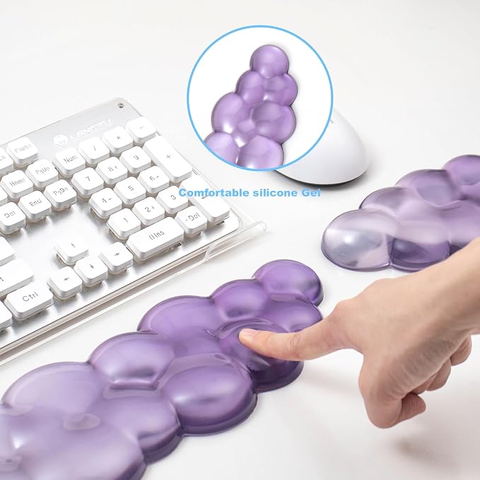 Gel Wrist Rest for Computer Keyboard and Mouse - Acrylic Keyboard Stand for Desk, Ergonomic Gradient Purple Cloud Wrist Rest for Keyboard,Laptop,Typing