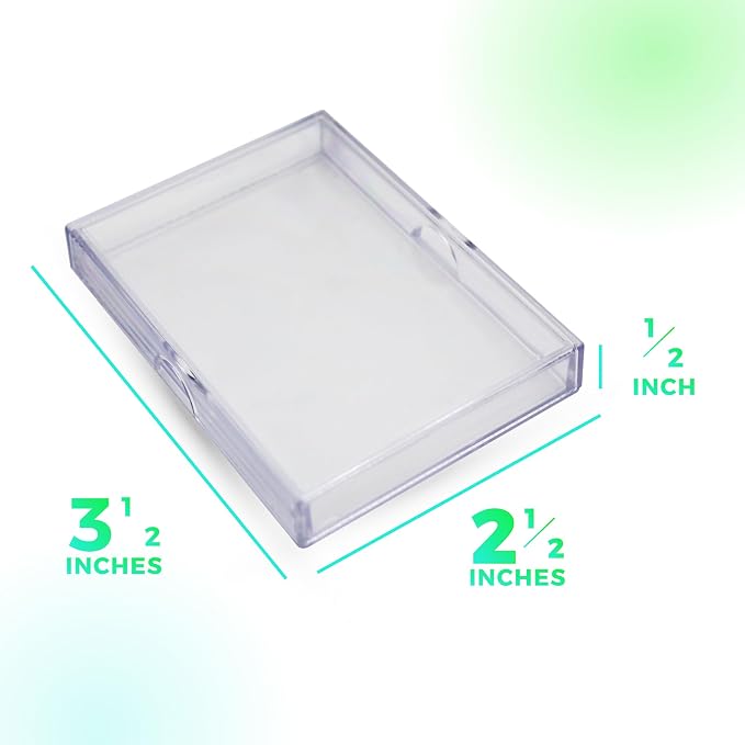 Gary Plastic Packaging 50 Pack Clear Acrylic Card Storage Boxes with Lids – 3 1/2" L x 2 1/2" W x 1/2" H Baseball Card Storage Box, Sports Card Boxes and Magic Card Storage Box – Made in USA