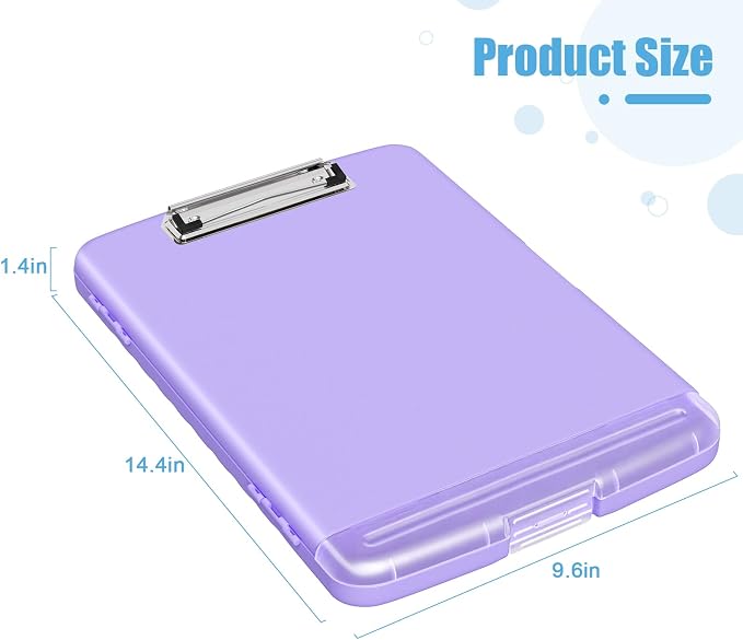 Hongri Clipboard with Storage with Pencil Case, 8.5 x 11 Storage Clip Board | High Capacity Organization Box for A4 Letter Legal Paper, Heavy Duty Folio & Side-Opening for Nurses, Teachers, Purple