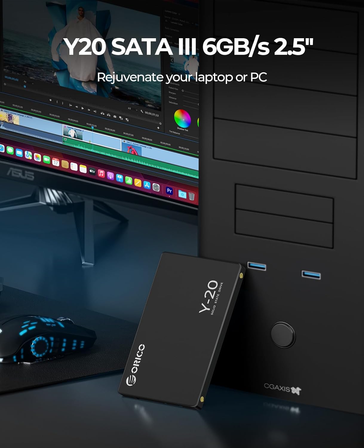 ORICO 128GB SATA SSD 2.5 Inch Internal Solid State Drive, Read Speed up to 500MB/s, SATA III 6Gbps for Desktop Laptop NAS DIY External Drive - Y20