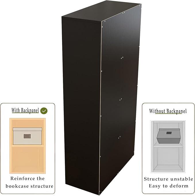 OSCHF 8-Cube Storage Shelf Bookcase - Wooden 4-Tier Floor Standing Open Bookshelf, Modern TV Stand up to 55 Inchs for Home and Office, Black