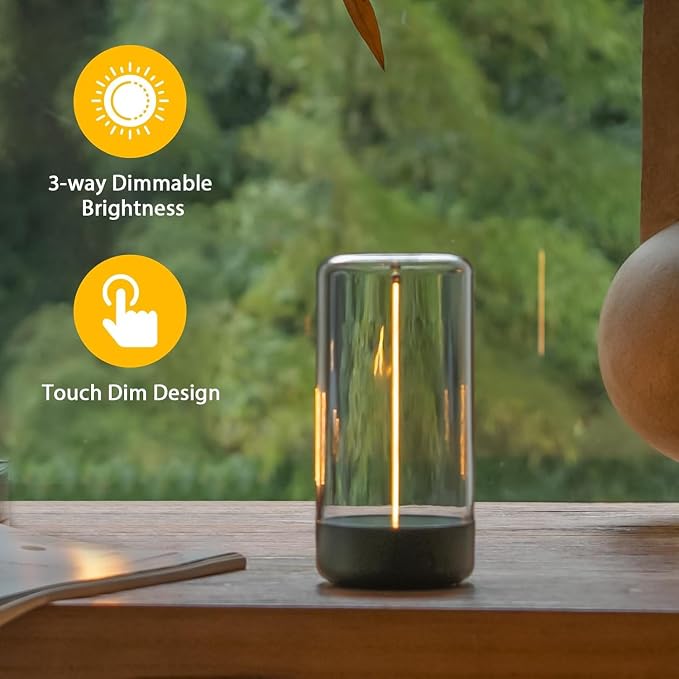Mini Minimalist Table Lamp, Rechargeable Night Stand Lamp, Dark Green