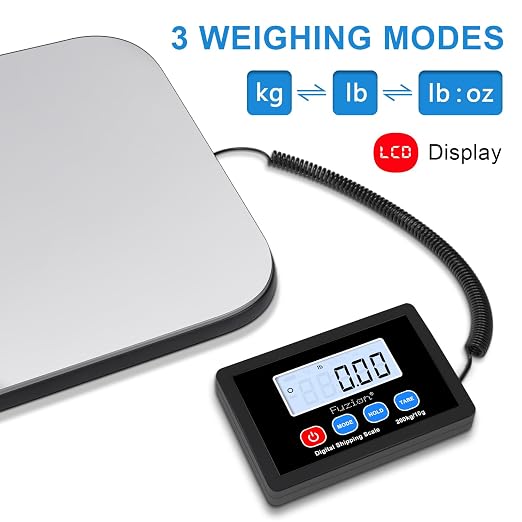 Fuzion Shipping Scale, 440LB x 10g Postal Scale - LiftX, Hold/Tare Function | High Accuracy, Easy Use, Digital Shipping Postal Scale for Packages, Luggage, Mailing, Postage, Battery & AC Adapter Included
