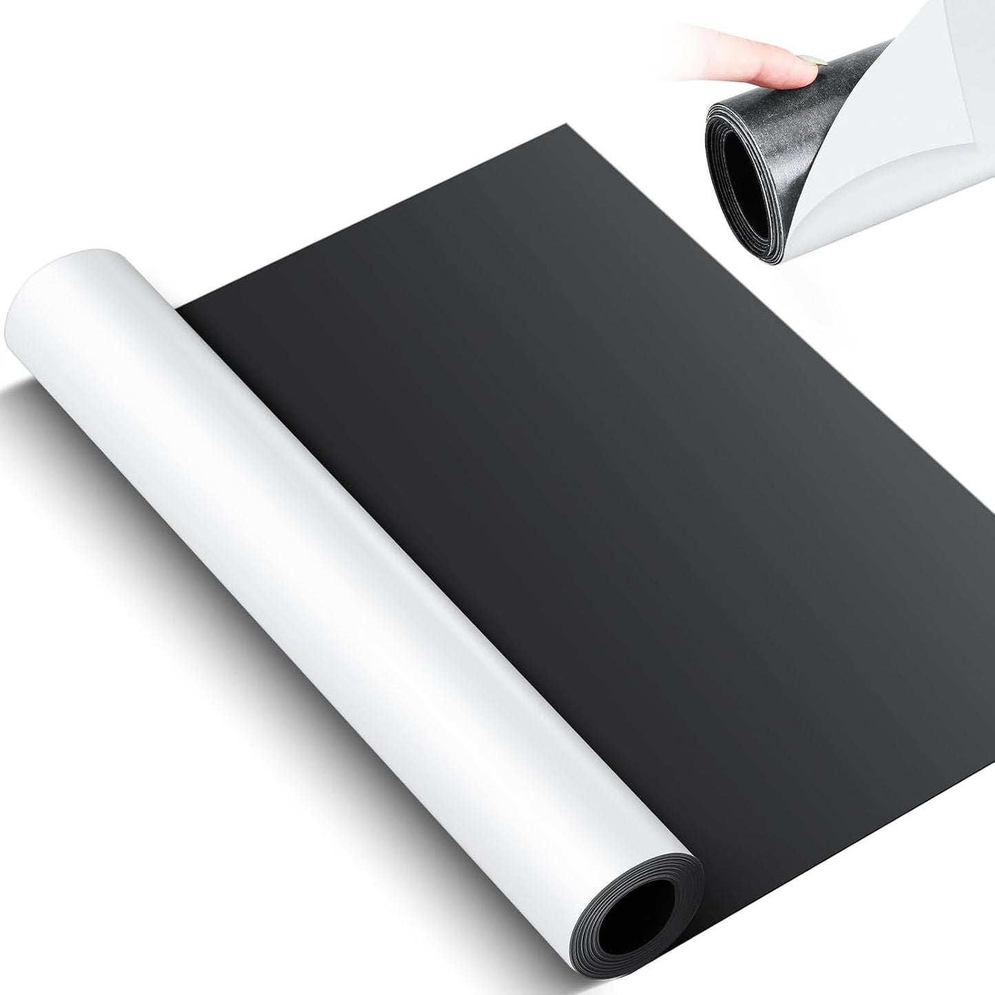 16 Inch x 10 ft x 30mil Extra Large Adhesive Magnetic Sheet Roll Not Printable Adhesive Backing Cut and Customize Flexible Sheets Blank White Surface Magnetic Sign for Craft Photo Craft