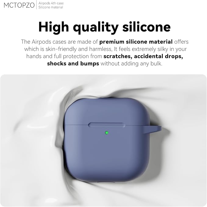 for AirPods 4 Case 2024 with Cleaner Kit & Keychain-Lavender | Silicone Protective Cover for Apple AirPods 4th Generation Case,for Women Men,One-Piece Design,Shockproof,Dust Proof