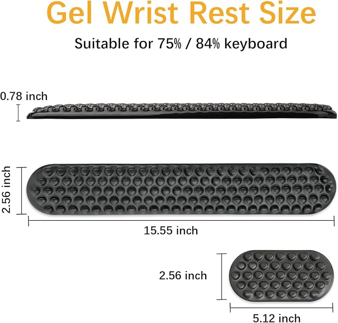 MOSISO Gel Wrist Rest Support for Mouse Pad&Keyboard Set, Black | Ergonomic Massage Keyboard&Mouse Pad Set, Non-Slip Base Pain Relief&Soft Cooling Gel Computer Easy Typing Pad for Home/Office