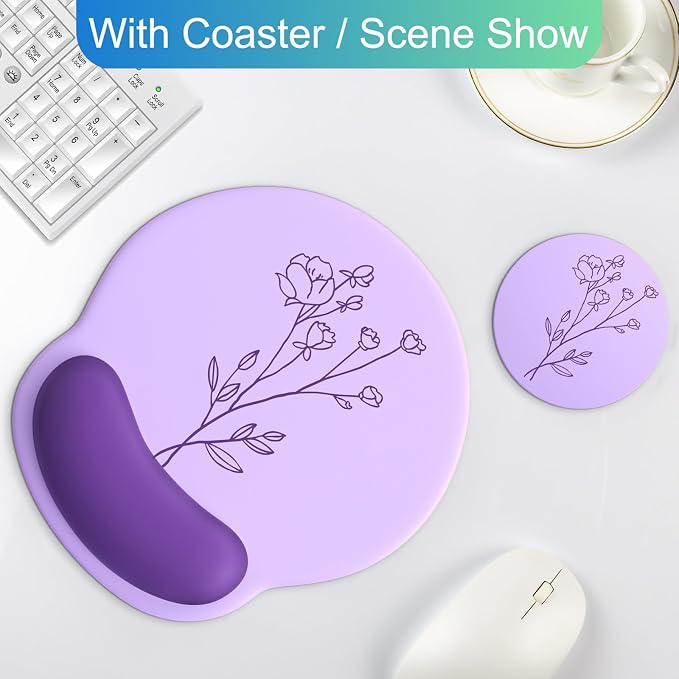 Ergonomic Mouse Pad with Wrist Rest Support,Gel Mouse Pads for Desk | Big Mousepad With Coaster Non-slip & Pain Relief for Computer, Home&Office Desk Decor