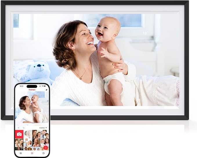 Digital Picture Frame,15.6 Inch Large Frameo Digital Photo Frame WiFi, 32GB,1920 * 1080 IPS HD Touch Screen,Tabletop&Wall-Mounted,Digital Frame Share Photos and Videos via Frameo App