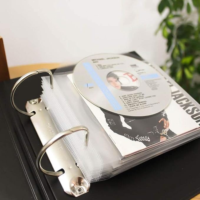 Tarifold CD Storage Bundle, 100 Binder Sleeves and 2 Binders, 2-Ring Holes | Holds CD, cover art and booklet, secure closing flap, 25 sleeves per binder, polypropylene, saves up to 70% storage space