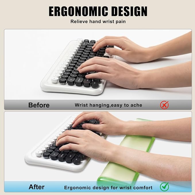 Keyboard Wrist Rest,Gel Wrist Rest for Keyboard-Green Wrist Rest | Jelly Clear Gel Wrist Pad for Easy Typing, Anti-Slip Comfort Keyboard Wrist Pad for Desktop Relieve Pain