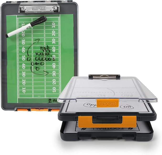 Dexas Clearview Clipcase Dry Erase clipboard, 13.75 x 9.5 Inch, Orange.See Papers Clearly Outdoors,Stay Organized & Dry Ideal for Coaching,Teaching,homeschooling,Art, Trades& Medical pros(Pack of 6)