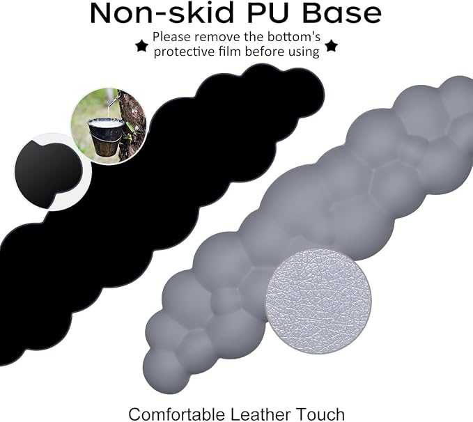 JIKIOU Upgrade Leather Cloud Wrist Rest for Keyboard and Mouse & Cup Pad | Wish Gift-Cute Cloud Shape, Comfortable and don’t Irritate to Skin, Non-Slip PU Base,Soft Memory Foam filled for Pain Relief