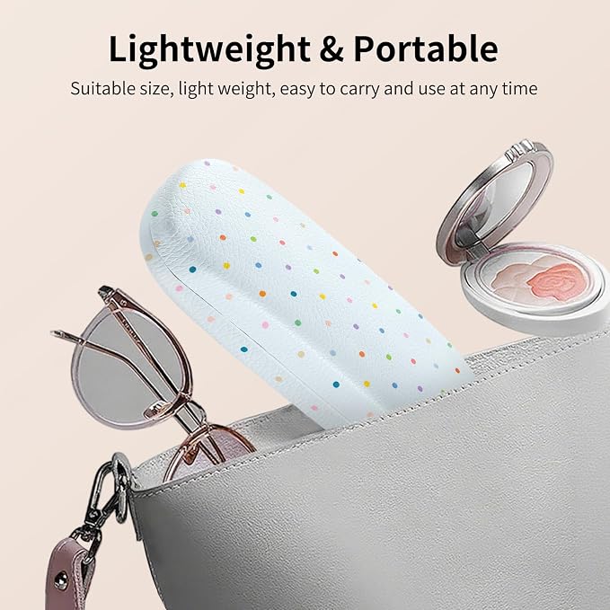Glasses Case Hard Shell, Cute Sunglasses Case for Women Leather Protective Case for Eyeglass with Cleaning Cloth